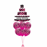 Pink Happy Birthday Tiger Stripe Balloon Bouquet