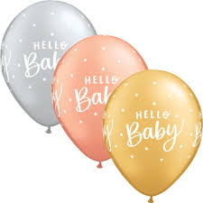 3 x Hello Baby Latex Balloons (2 - 3 Days float time)