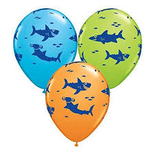 3 x shark Latex Balloons (2 - 3 Days float time)