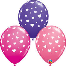 3 x Pink & Purple Heart Latex Balloons (2- 3 days float time)