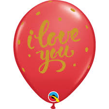 3 x I Love You Latex Balloons (2- 3 days float time)