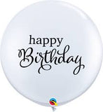 White Happy Birthday Script (90cm) Latex Balloon