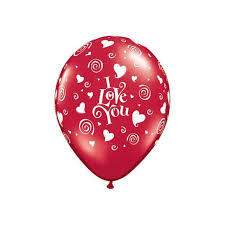3 x I Love You Hearts & Swirls Latex Balloons (2- 3 days float time)