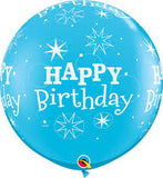 Blue Happy Birthday (90cm) Latex Balloon