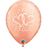 5 x Rose Gold Heart Latex Balloons (2- 3 days float time)