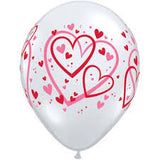 3 x Clear Entwined Hearts Heart Latex Balloons (2- 3 days float time)