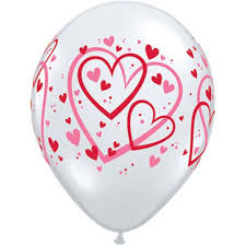 3 x Clear Entwined Hearts Heart Latex Balloons (2- 3 days float time)