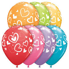 3 x Colourful Heart Latex Balloons (2- 3 days float time)