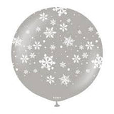 Silver Snowflakes & Circles (90cm) Latex Balloon