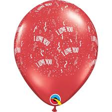 3 x I Love You Streamers Latex Balloons (2- 3 days float time)