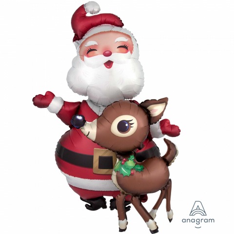 Santa & Rudolf Air Walker Foil Balloon