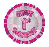 Happy 1st Birthday Pink Foil Balloon