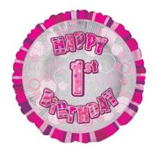 Happy 1st Birthday Pink Foil Balloon
