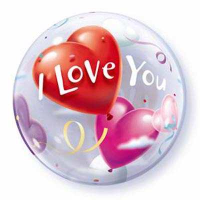 I love you hearts bubble balloon