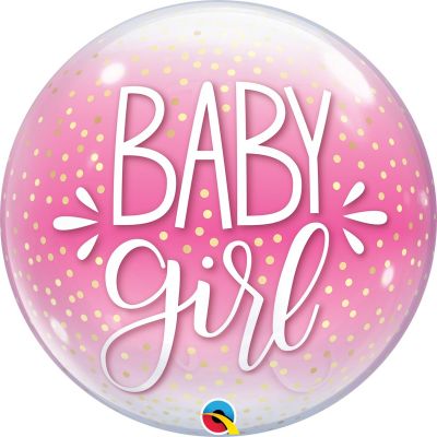 Baby Girl Pink & Confetti Dots Bubble Balloon