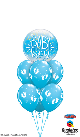 Baby Boy Footprints Bubble Bouquet