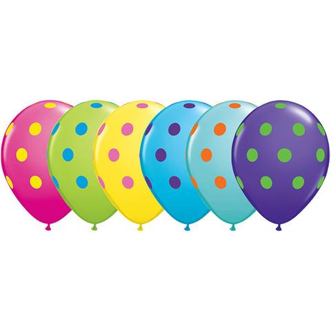 5 x Multi Coloured Spots Latex Balloons
