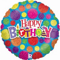 Happy Birthday Dot Shape Foil Balloon 90cm