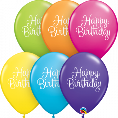 3 x Happy Birthday Script Printed Latex ( 2-3 days float time)