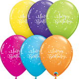 5 x Bright Coloured Happy Birthday Latex (2 - 3 days float time)