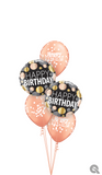 Rose Gold & Black Happy Birthday Balloon Bouquet