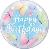Birthday Soft Butterflies Bubble Balloon