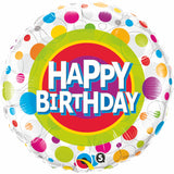 Happy Birthday White Spots Foil Balloon