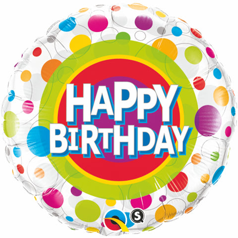 Happy Birthday White Spots Foil Balloon