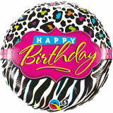 Happy Birthday Zebra Stripes Foil Balloon