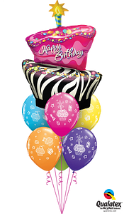 Happy Birthday Zebra Stripe Balloon Bouquet