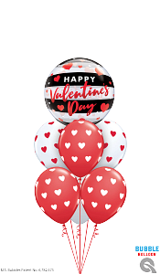 Happy Valentine's Day Bubble with Hearts Balloon Bouquet