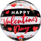 Happy Valentines Day Stripes Bubble Balloon