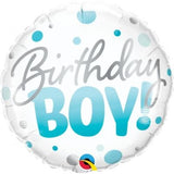 Birthday Boy Blue Dots Foil Balloon
