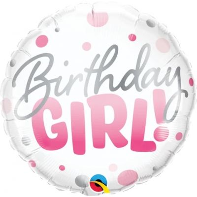 Birthday Girl Blue Dots Foil Balloon