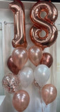 Double Number Rose Gold Confetti Balloon Bouquets