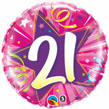 21st Pink Star Foil Balloon