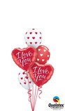 I Love You Modern Script Hearts Balloon Bouquet