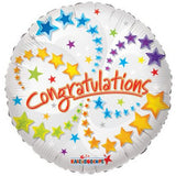 Congratulations Swirling Stars Foil Balloon