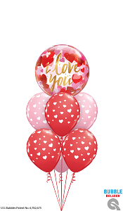 I Love You Pink & Red Bubble with Hearts Bouquet