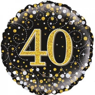 40 Fizz Black & Gold Foil Balloon - Number Balloon