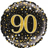 90 Fizz Black & Gold Foil Balloon - Number Balloon