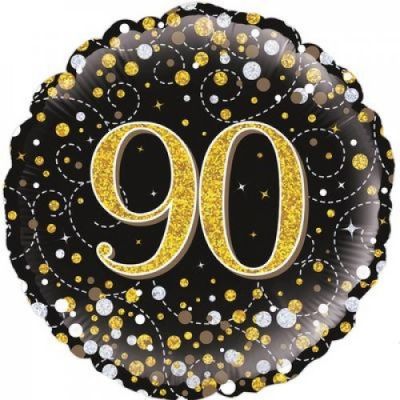 90 Fizz Black & Gold Foil Balloon - Number Balloon