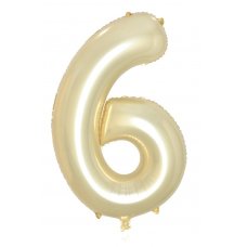 Number 6 Luxe Gold Foil Balloon