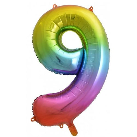 Number 9 Rainbow Megaloon (86cm)