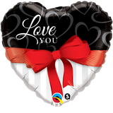 Ribbon wrapped Love You Heart Foil Balloon 45cm