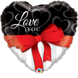 Love You Heart Satin Ribbon Balloon (90cm)