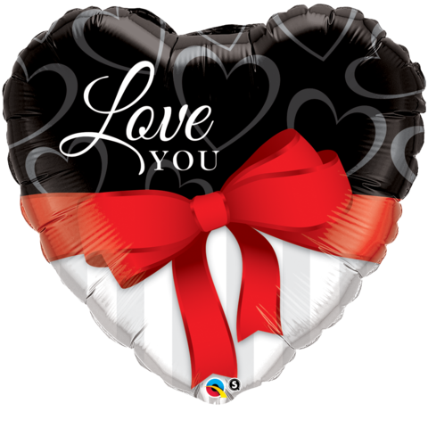 Love You Heart Satin Ribbon Balloon (90cm)