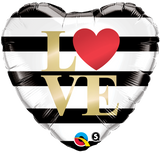 LOVE striped Heart Foil Balloon