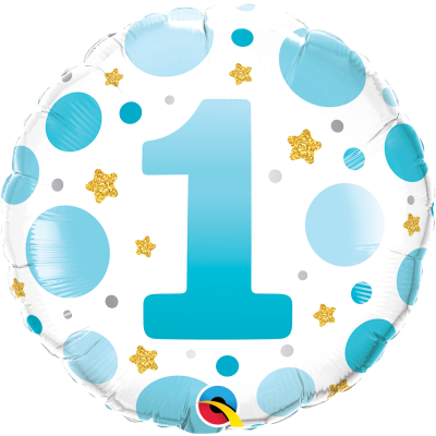 1st Birthday Blue & Gold Foil Balloon