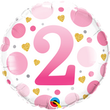 2nd Birthday Pink & Gold Foil Balloon
